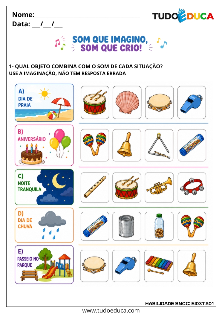 Atividade Inclusiva sobre Sons e Imaginação para AEE