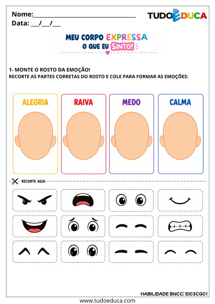 Atividade inclusiva sobre expressão de emoções