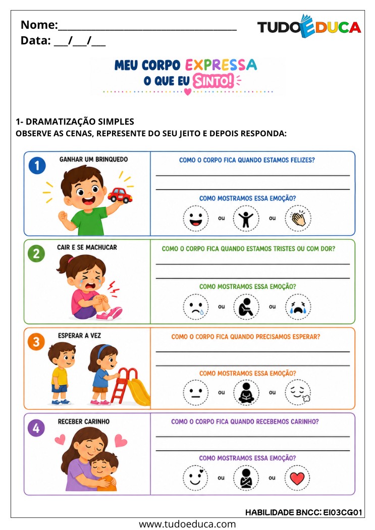 Atividade inclusiva sobre expressão de sentimentos e emoções para AEE