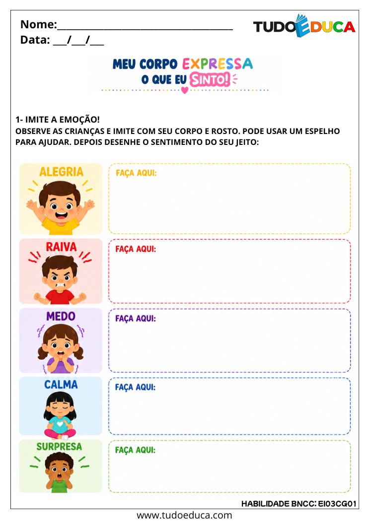 Atividade inclusiva sobre expressão de sentimentos