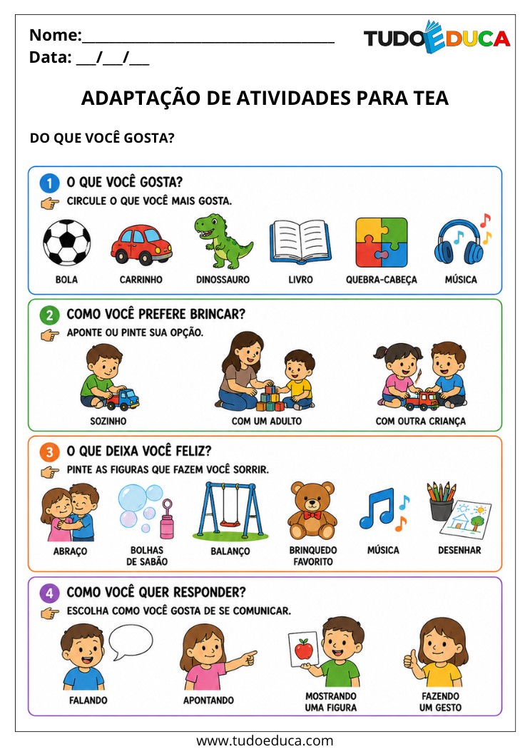 Adaptar Atividades para Crianças com TEA