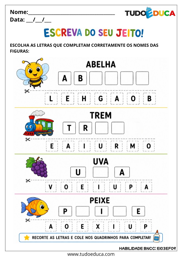 Atividade Inclusiva de Escrita Espontânea para AEE