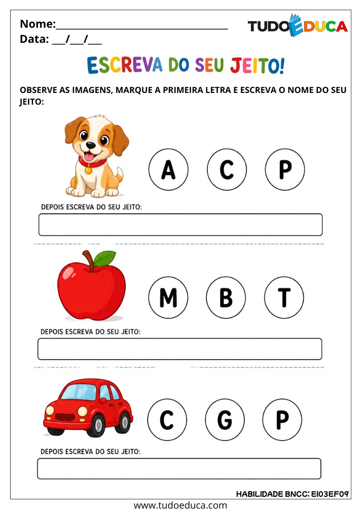 Atividade Inclusiva de Escrita Espontânea para autistas