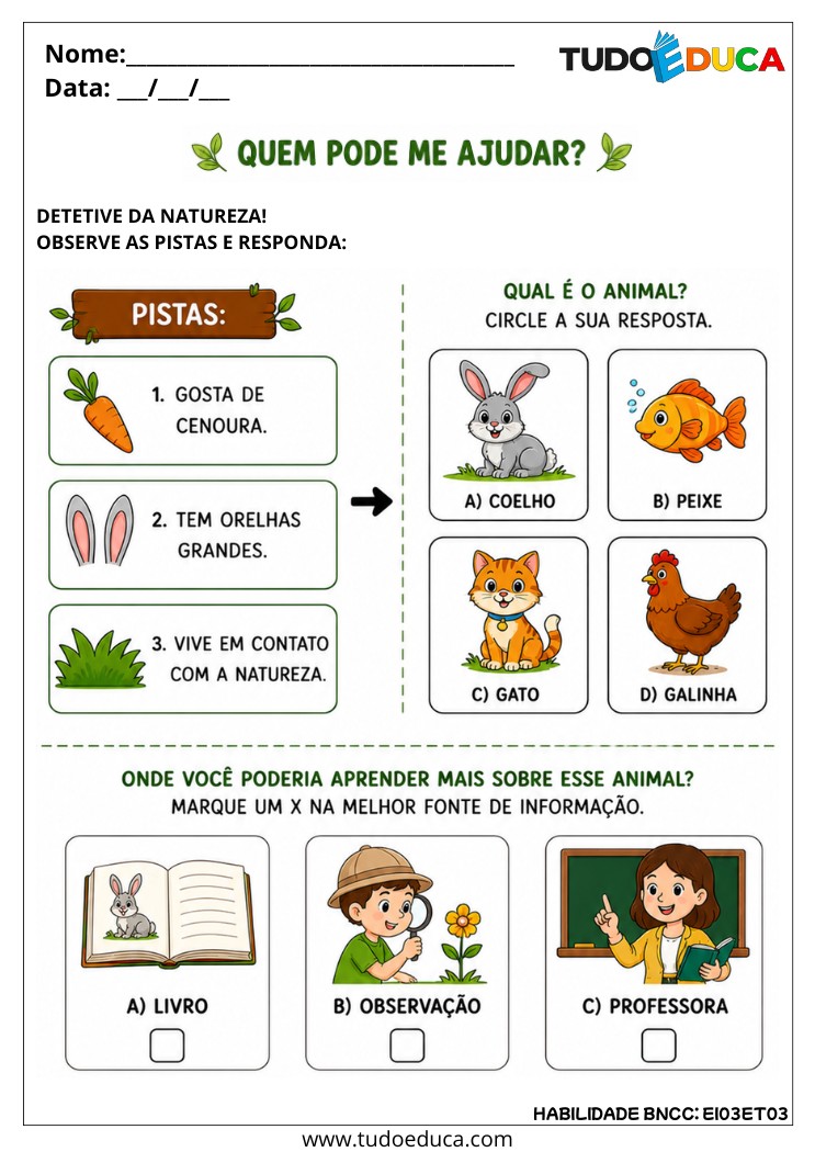 Atividade Inclusiva de Investigação da Natureza para tea