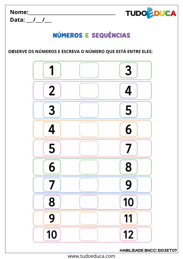 Atividade Inclusiva de Relacionar Números alunos especiais