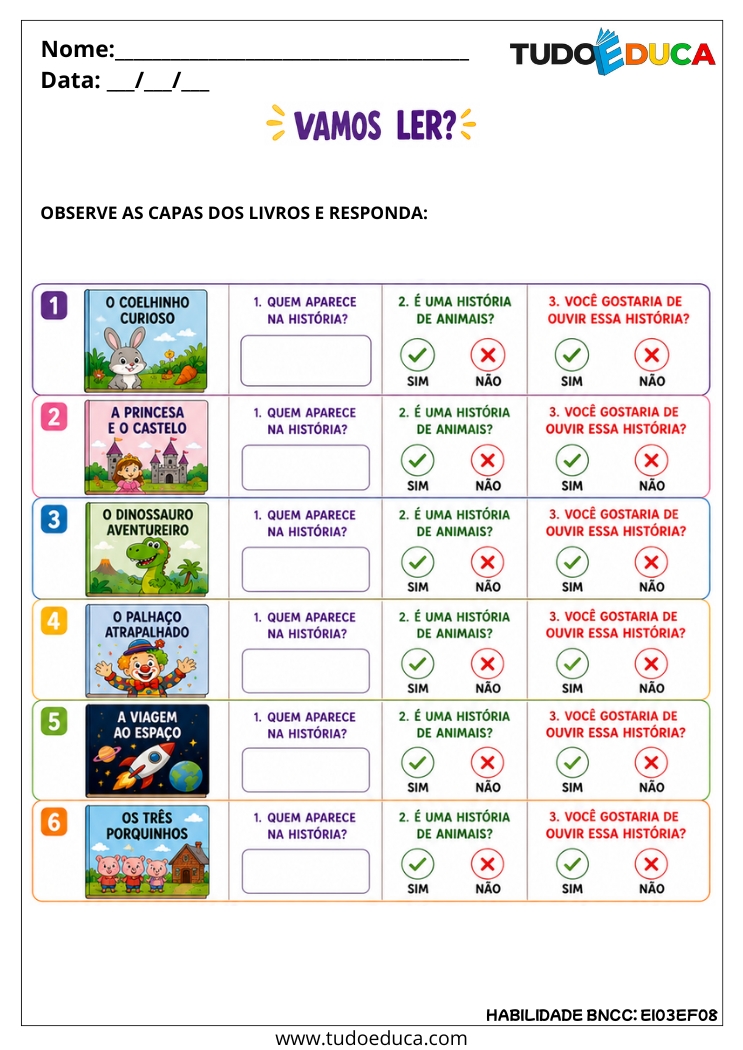 Atividade Inclusiva para Escolha de Livros para tdah