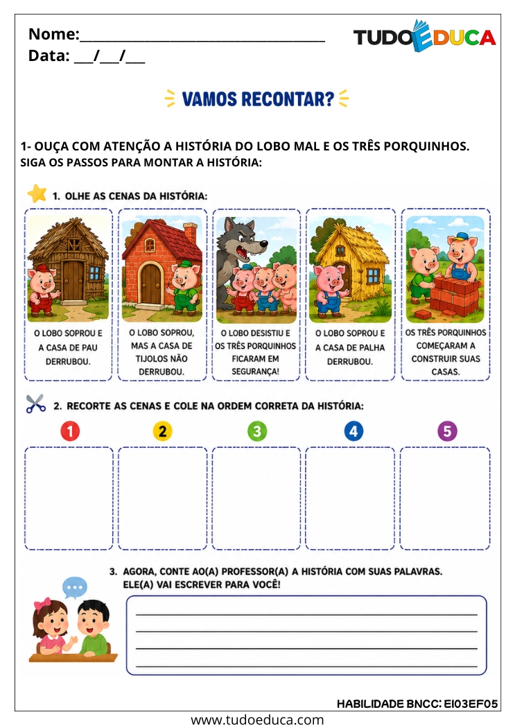 Atividade Inclusiva para Produção de Reconto Escrito para AEE