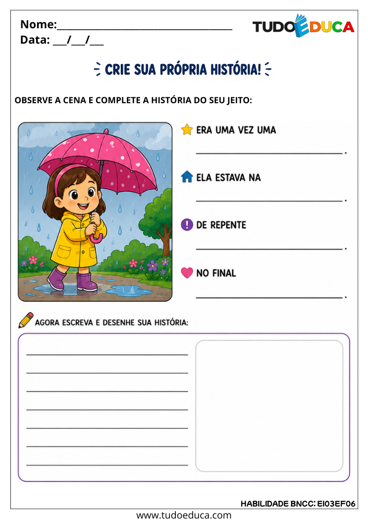 Atividade Inclusiva para Produzir Histórias tdah