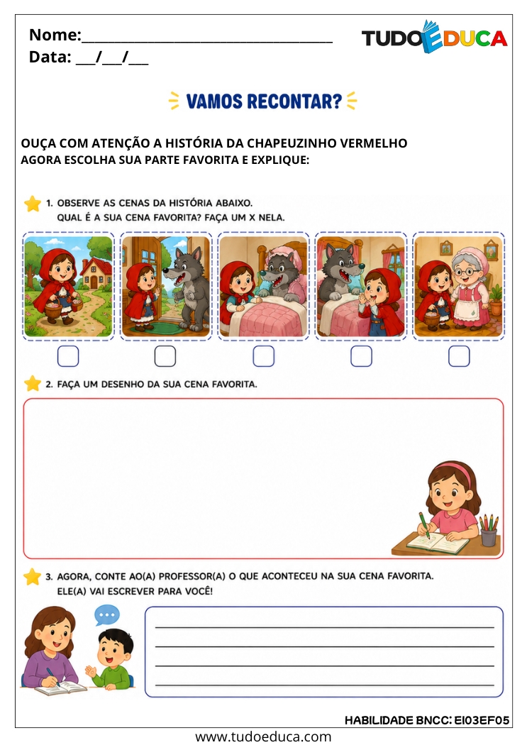Atividade Inclusiva para Reconto Escrito