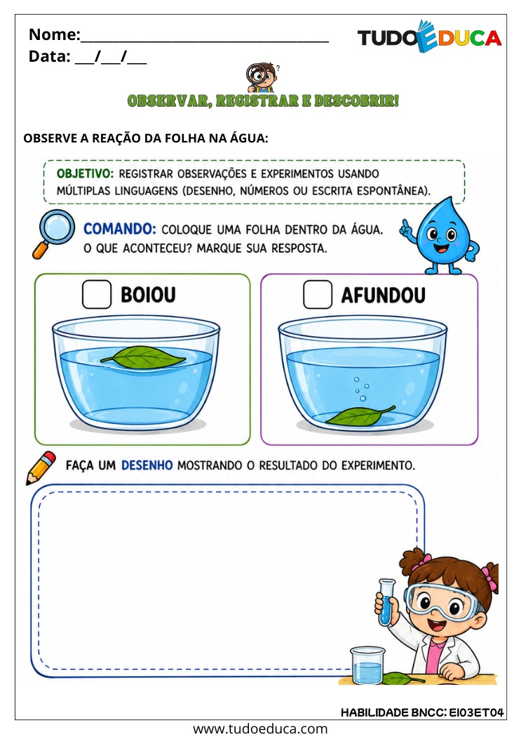 Atividade Inclusiva para Registrar Observações para tdah