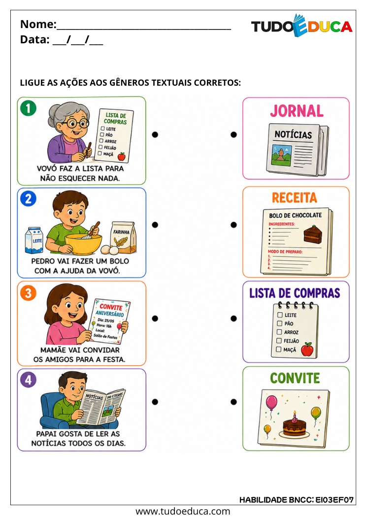 Atividade Inclusiva sobre Gêneros Textuais para tea