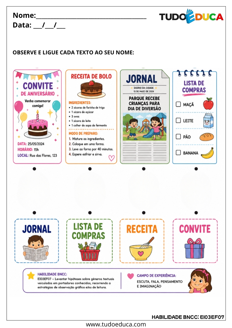 Atividade Inclusiva sobre Gêneros Textuais