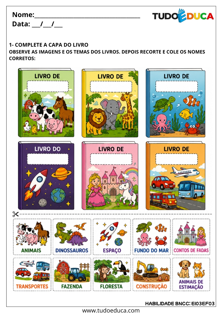 Atividade Inclusiva sobre Ilustrações e Identificação de Palavras