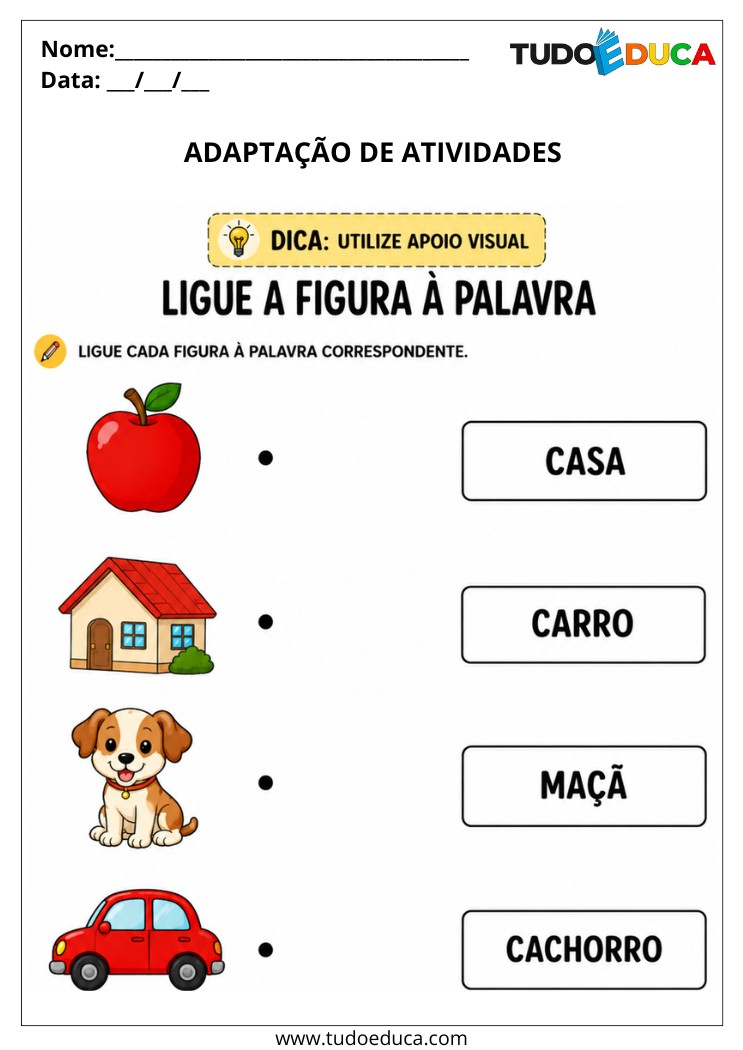 Atividade adaptada para Alunos com Deficiência Intelectual
