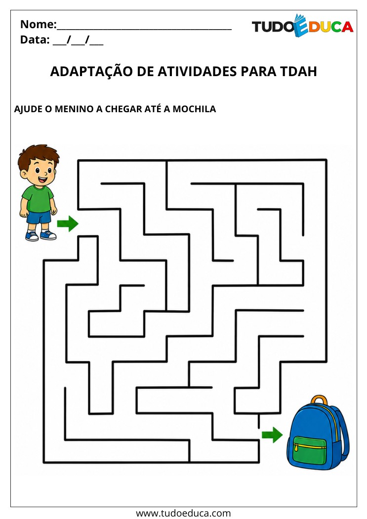 Atividade adaptada para Alunos com TDAH