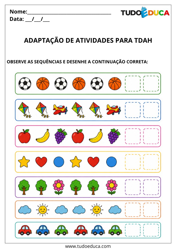Atividade adaptada para TDAH