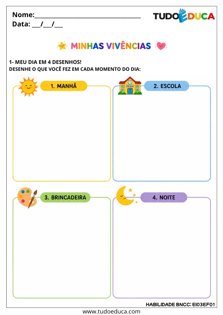 Atividade inclusiva sobre ideias e vivências para tdah