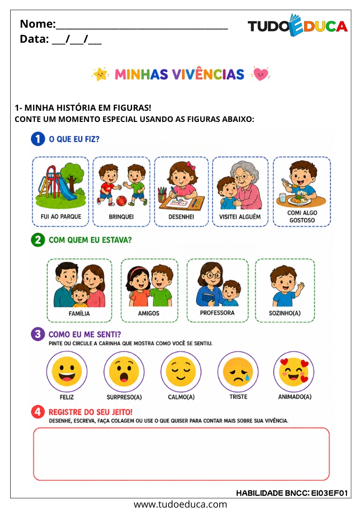 Atividade inclusiva sobre vivências