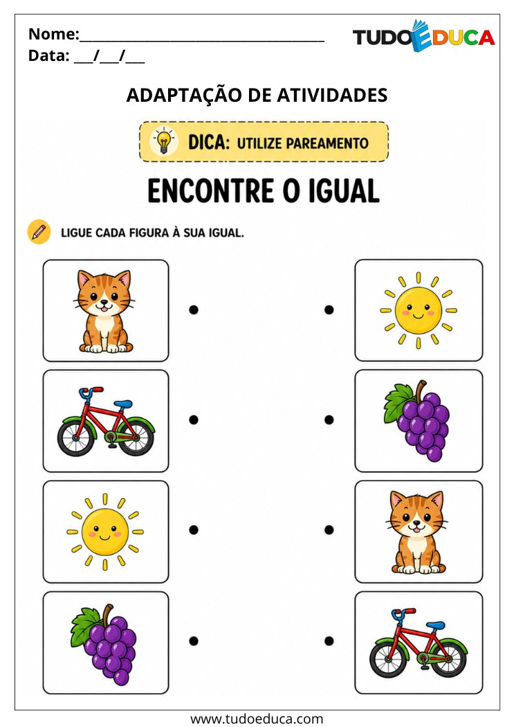 Atividade para Alunos com Deficiência Intelectual relacione