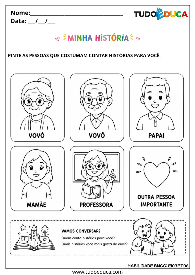 Atividade sobre Minha História e Família