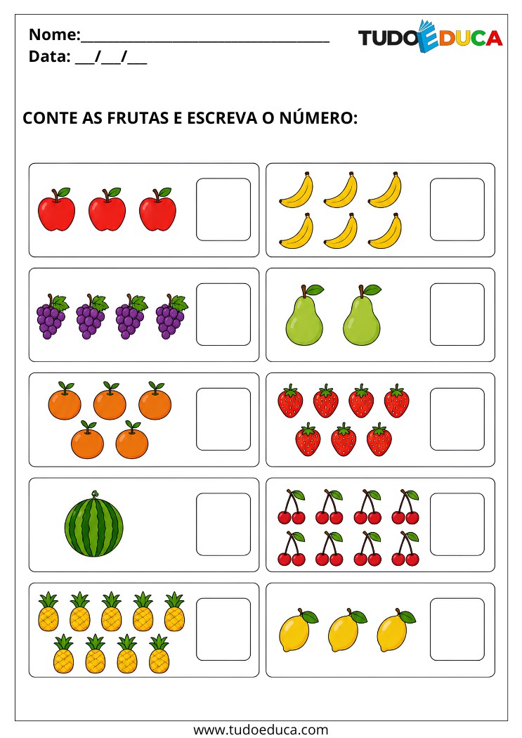 Atividade conte as figuras e marque para Imprimir