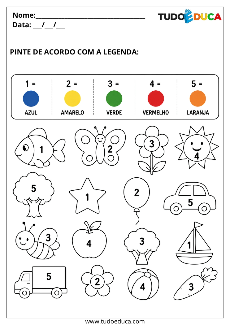 Atividade de Pintura Guiada com legenda para Autista