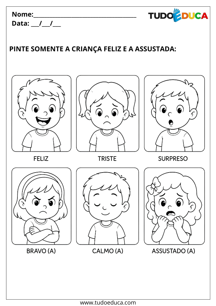 Atividade de Pintura Guiada pinte as emoções para Autista