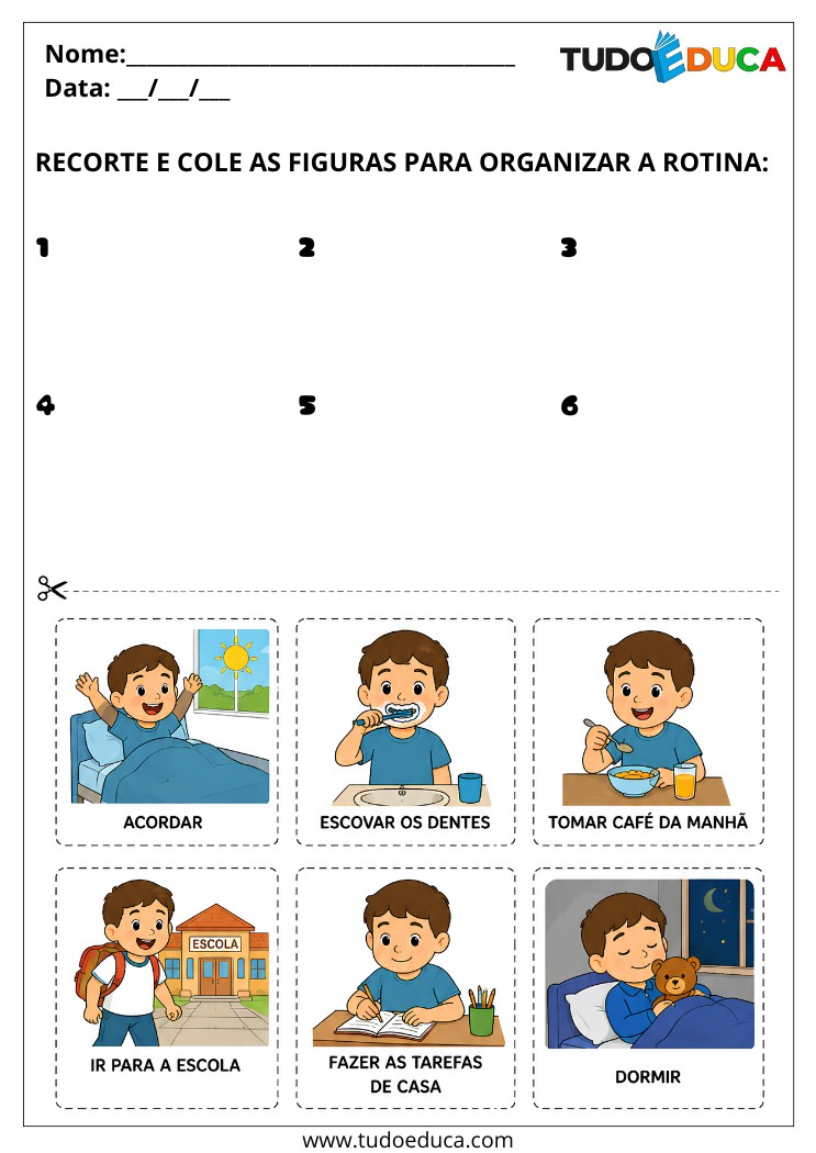 Atividade de organizar a rotina para Alunos com Deficiência Intelectual