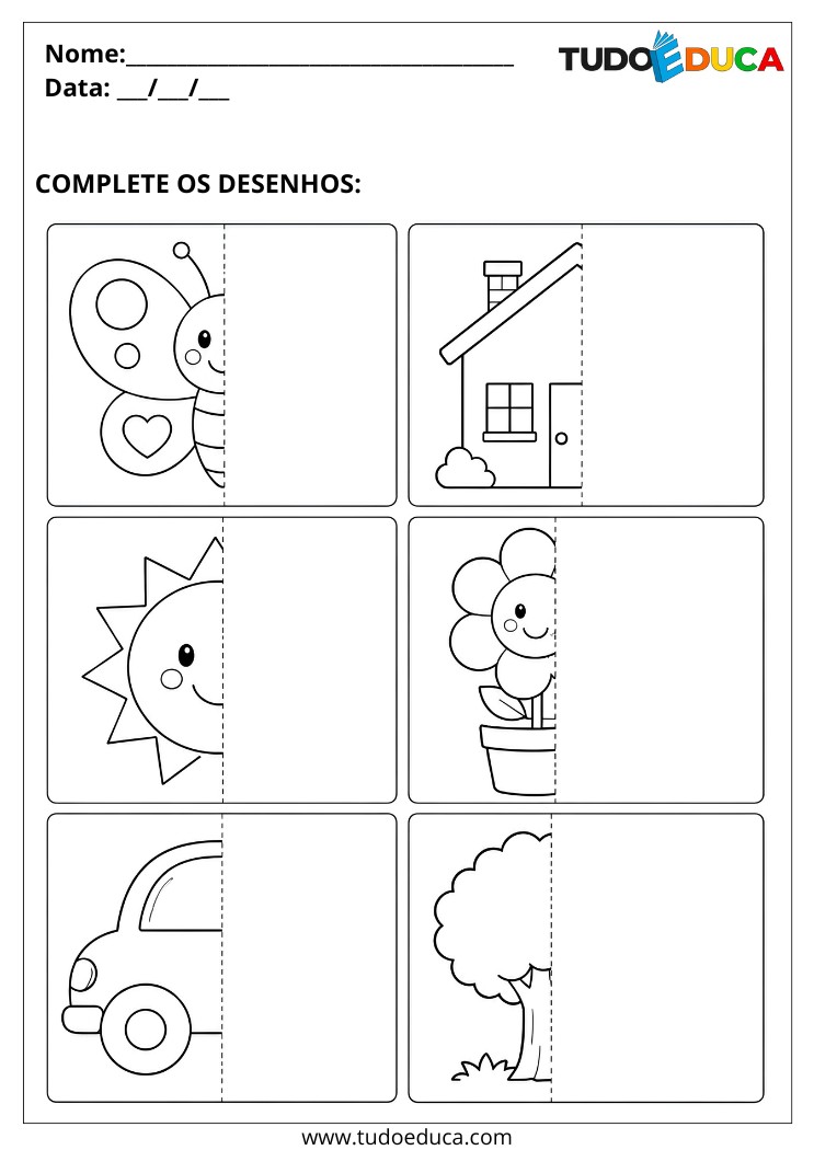 Atividade de simetria para TDAH para Imprimir