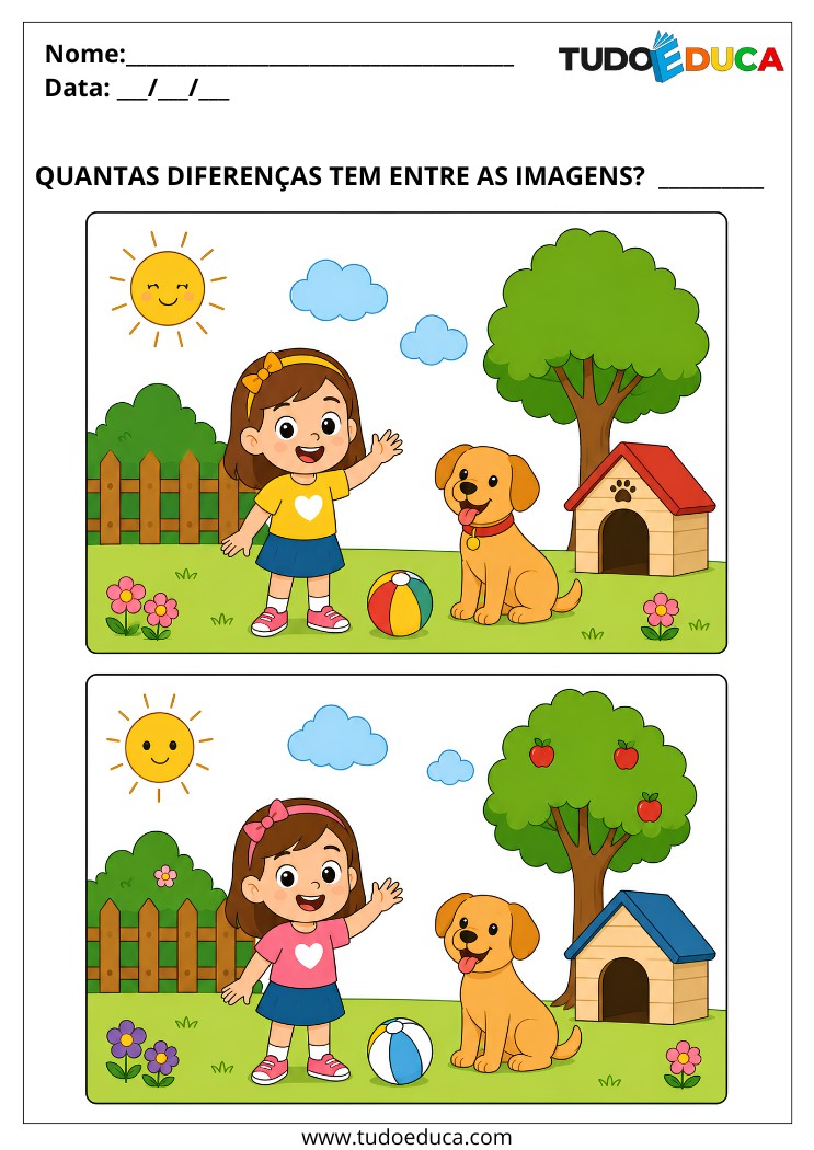 Atividade encontre os erros para TDAH para Imprimir