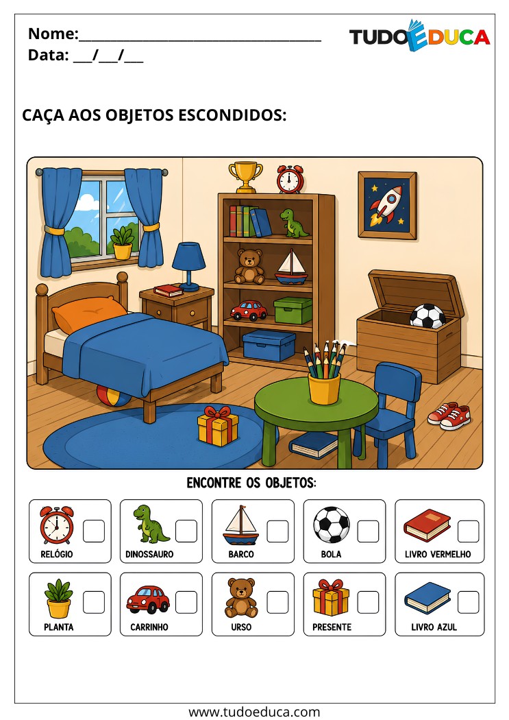 Atividade encontre os objetos para TDAH para Imprimir