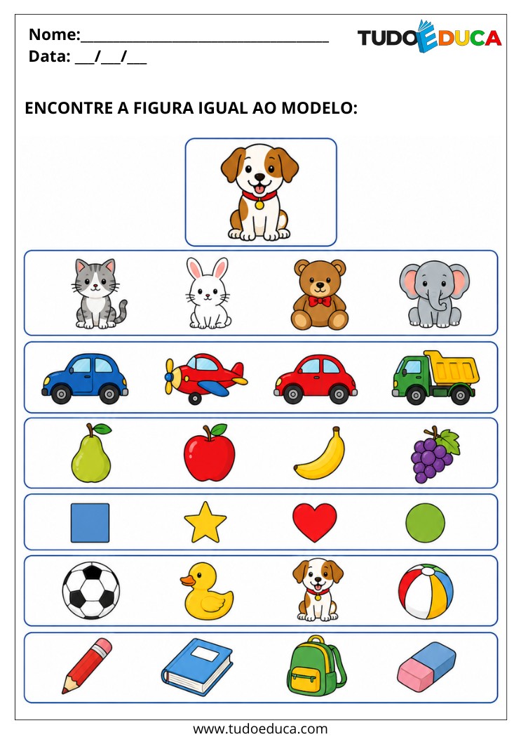 Atividade para Autismo encontre a figura igual