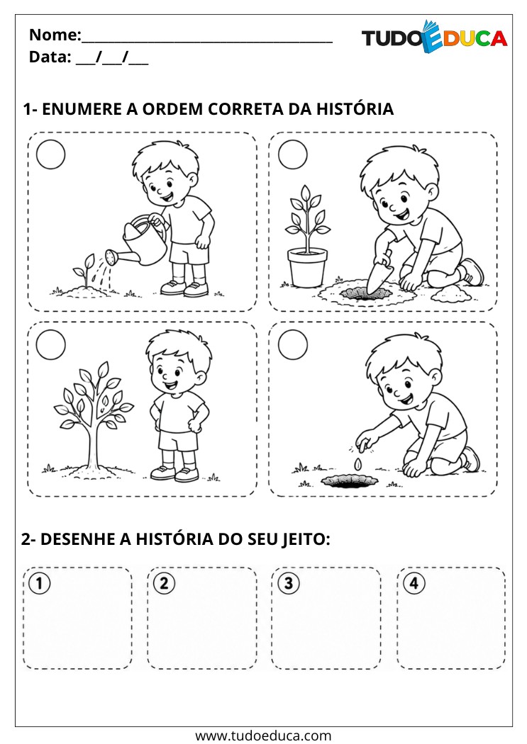 Atividade para Autismo enumere a ordem correta