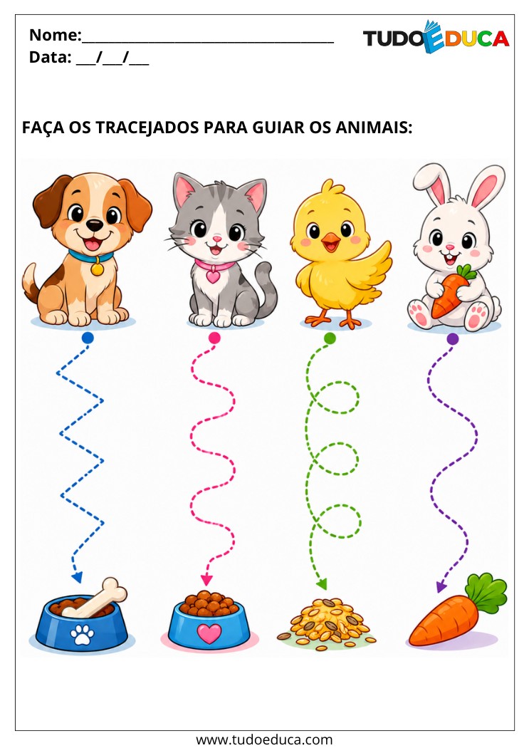 Atividade para Autismo faça a linha pelos tracejados