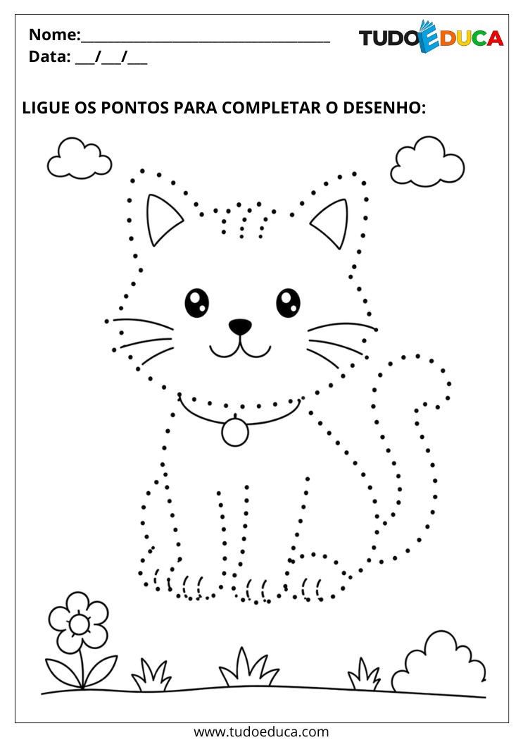 Atividade para Autismo ligue os pontos para desenhar o gato
