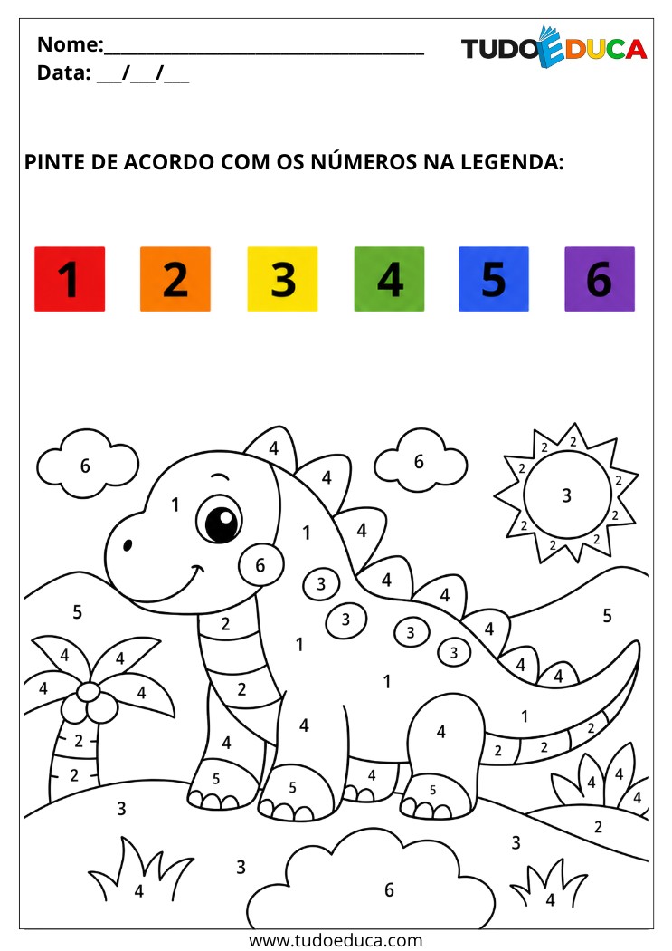 Atividade para Autismo observe os números e pinte