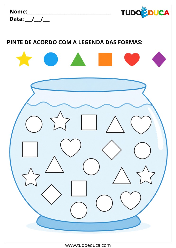 Atividade para Autismo pinte seguindo as formas