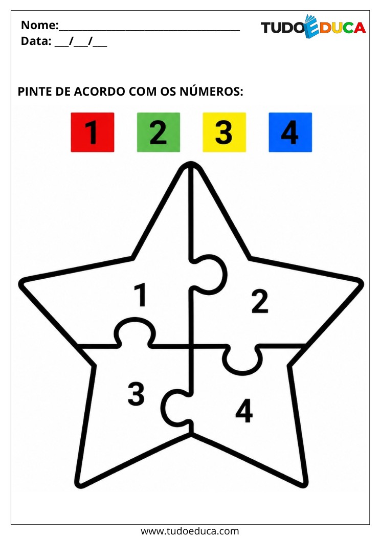 Atividade para Autismo pinte usando os números