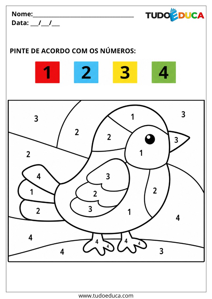 Atividade para Autismo pintura de acordo com os números