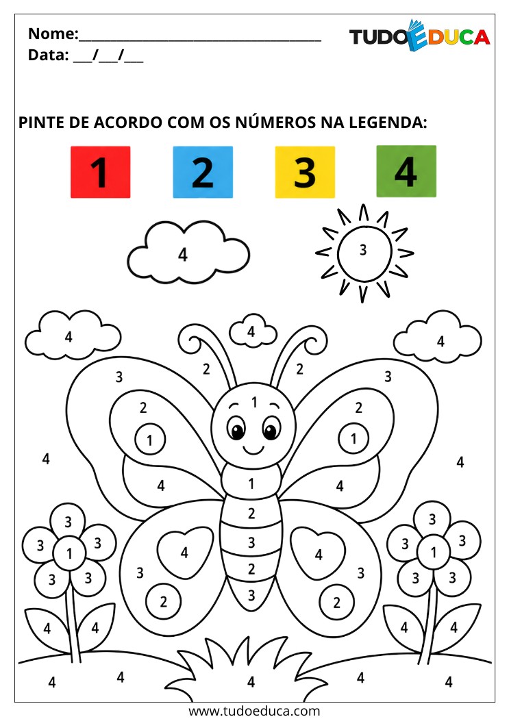 Atividade para Autismo pintura seguindo os números