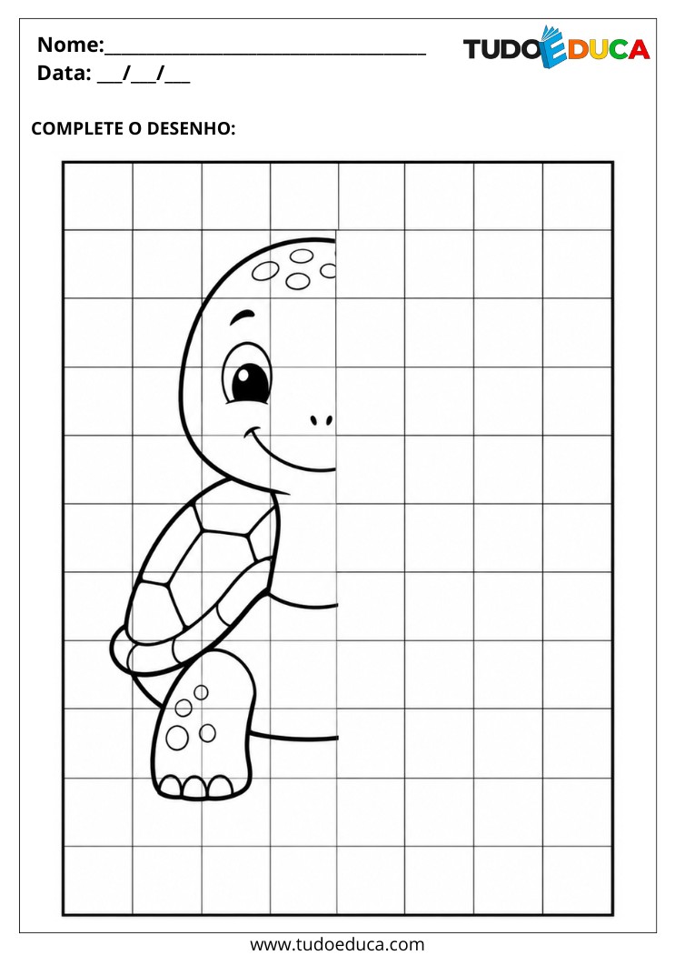 Atividade para Educação Especial conclua o desenho da tartaruga