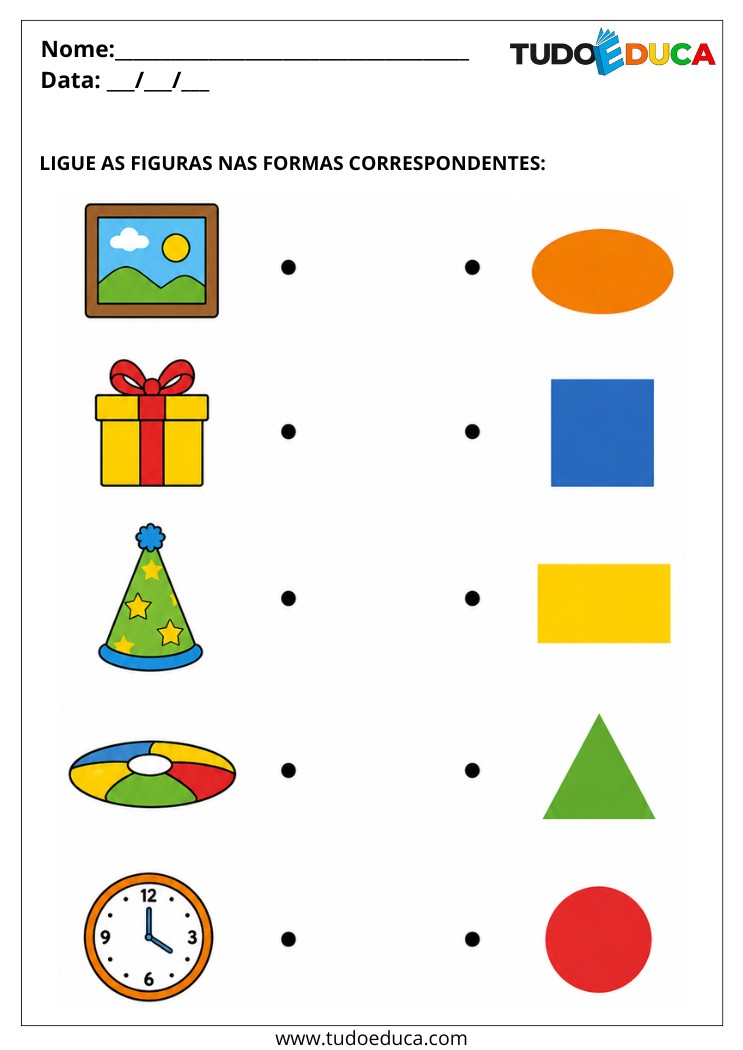Atividade para Educação Especial ligue as formas