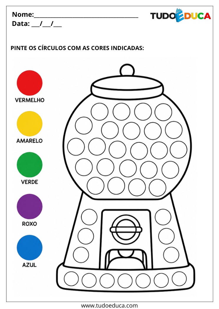 Atividade para Educação Especial pinte os círculos para imprimir