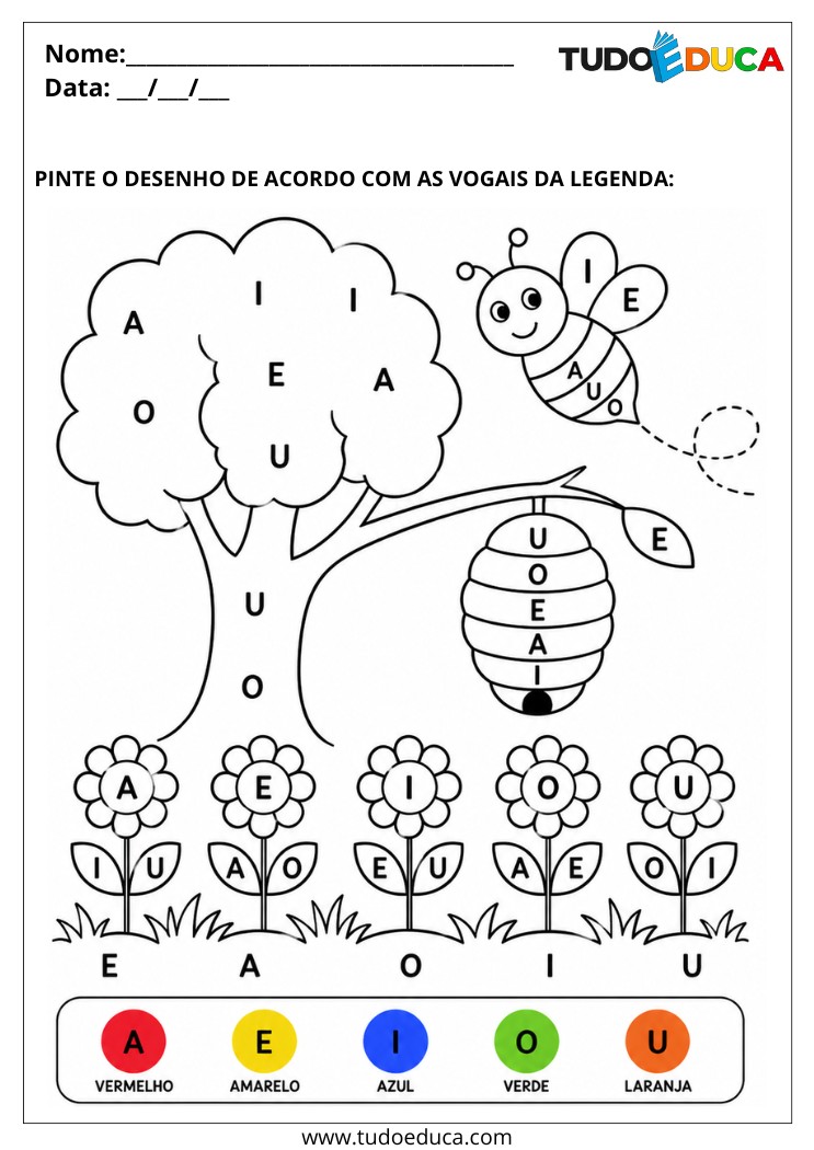 Atividade para Educação Especial pintura com legenda