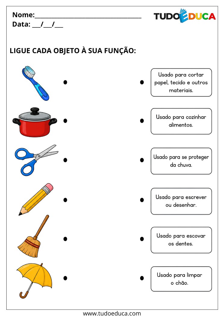 Atividade para TDAH identifique as funcoes dos objetos