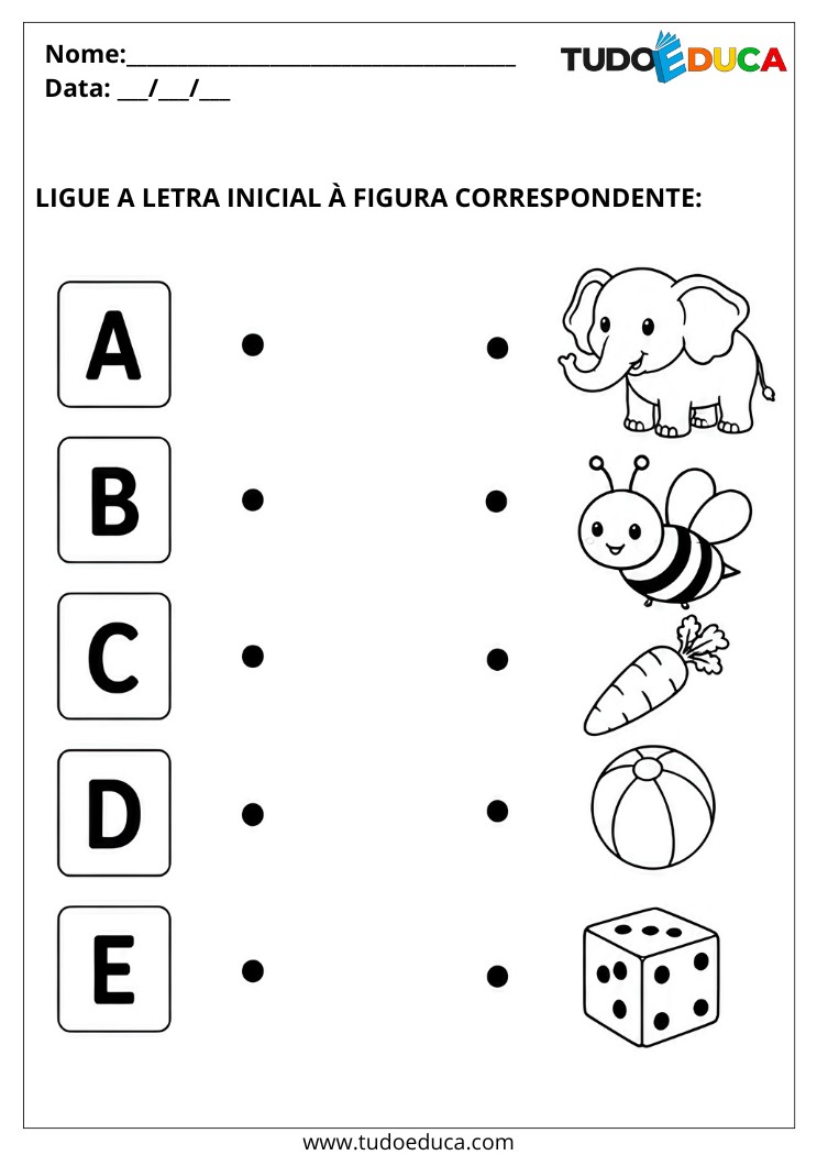 Atividade para deficiência intelectual ligue as letras nas figuras corretas