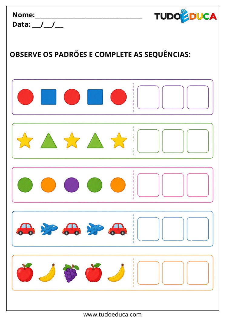 Atividade siga o padrão para deficiência intelectual