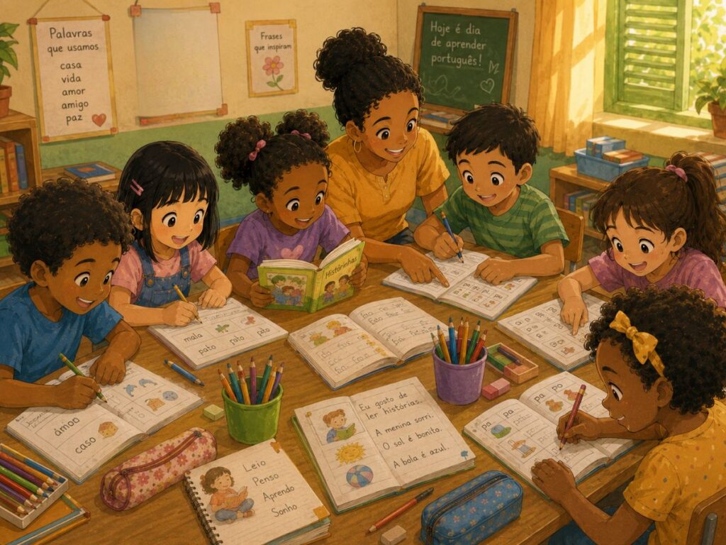 Atividades de Português para o Ensino Fundamental, com propostas de leitura, escrita, interpretação, alfabetização, ortografia, gramática e produção de texto, de acordo com a BNCC