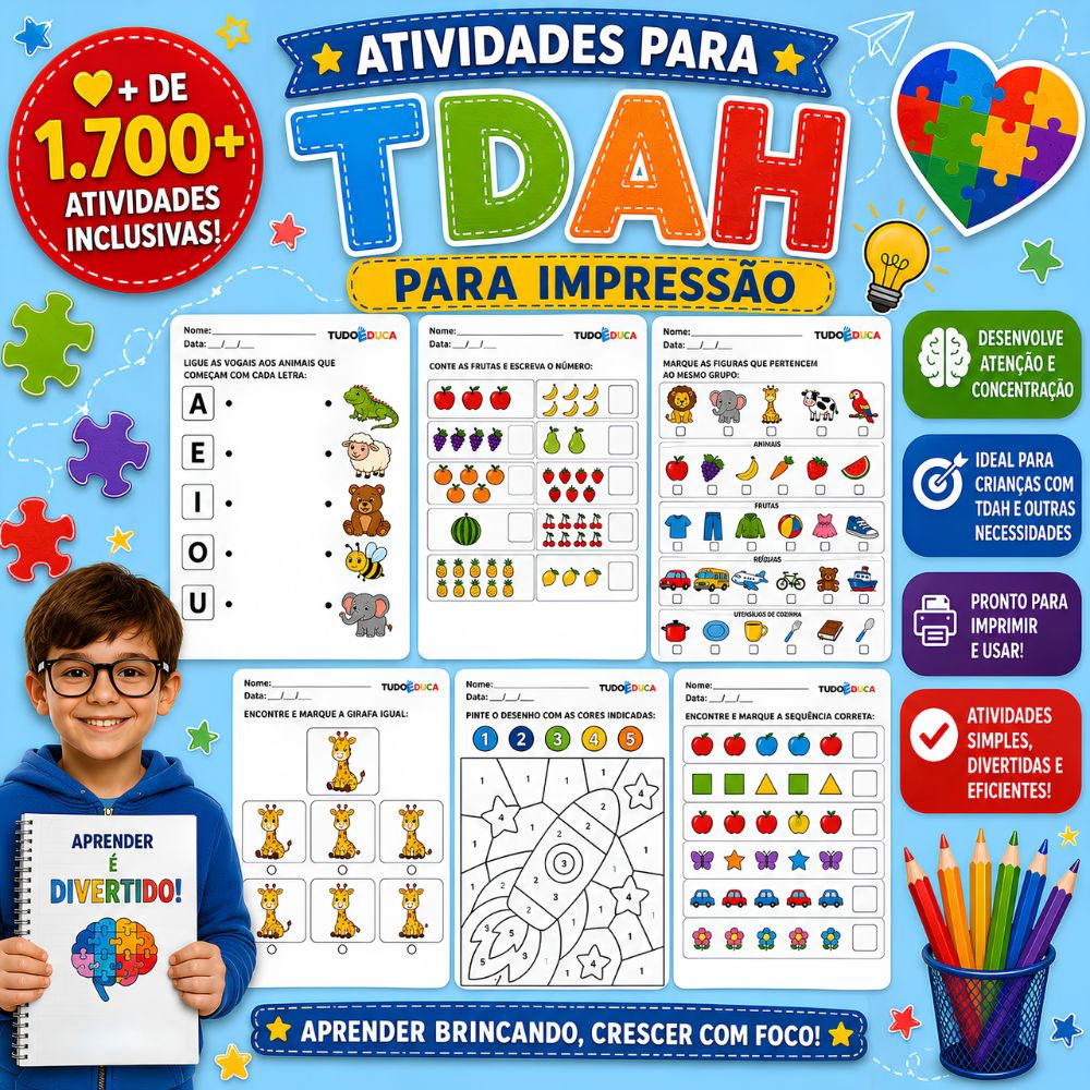 Banner Atividades para Crianças com TDAH