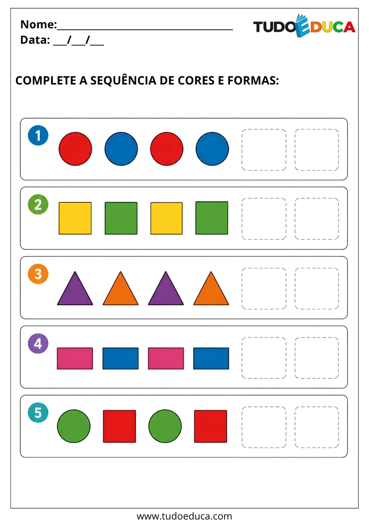 Atividade Adaptada com formas geométricas para Autismo para Imprimir
